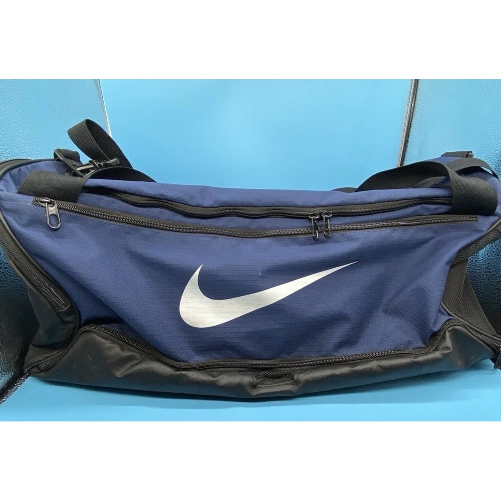 Nike Duffle Bag for Women & Men with Adjustable Strap, Midnight Navy/Black/White